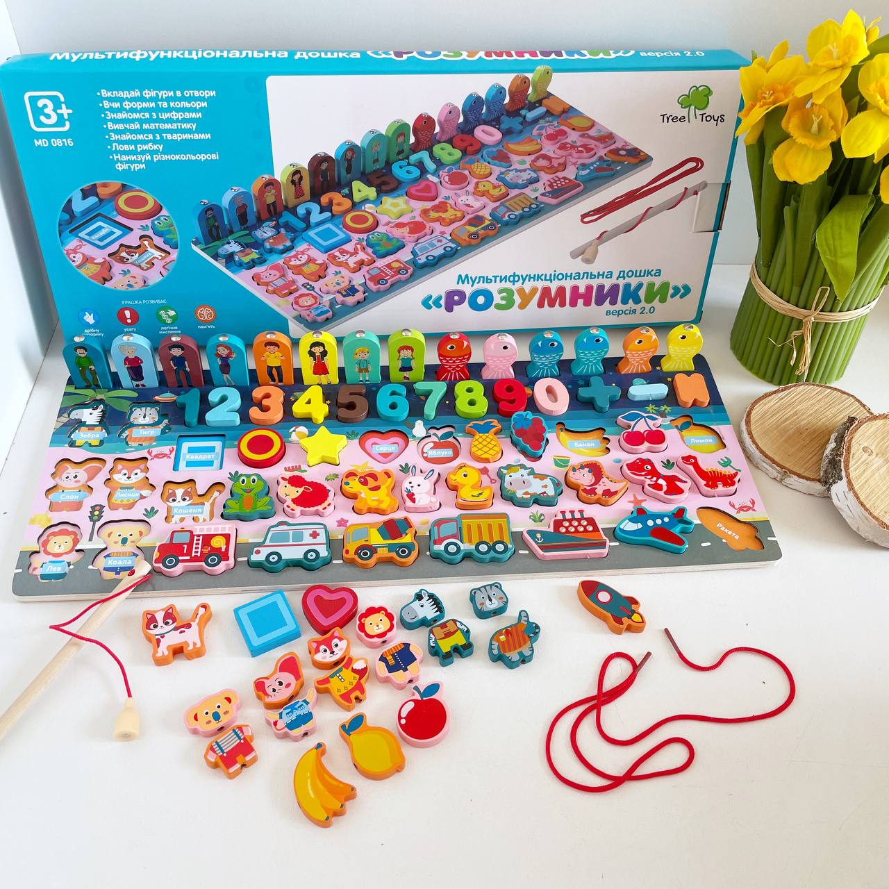 Сортер деревянный по методике Монтессори MD 0816 Limo toy 6в1 на украинском языке