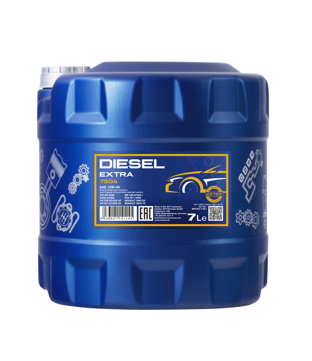 Моторное масло Mannol Diesel Extra 10W-40 полусинтетика 7 л (7504-7)