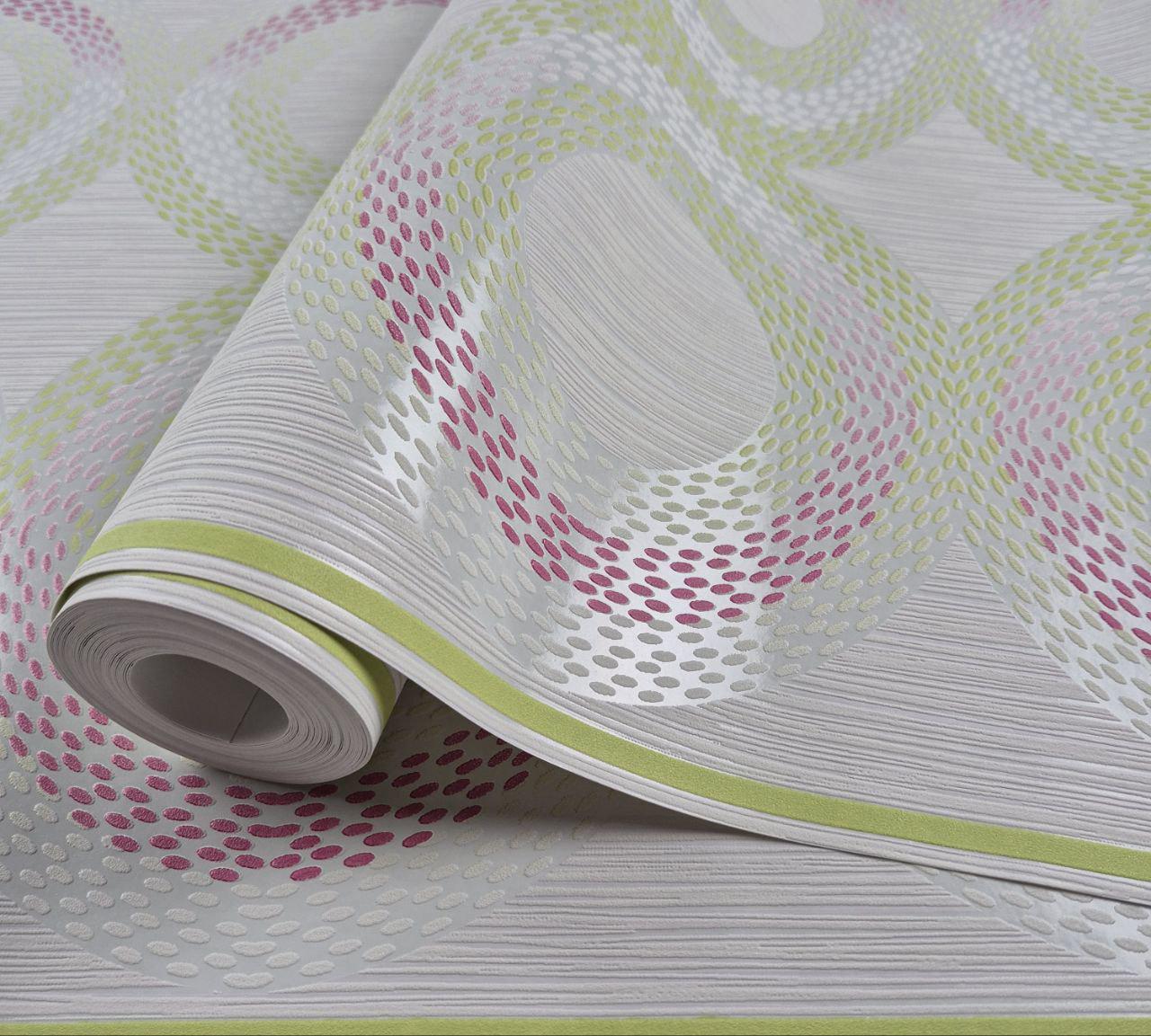 Шпалери вінілові на флізеліні Marburg 56742 0,53х10,05 м Молочно-салатово-рожевий (31133565)