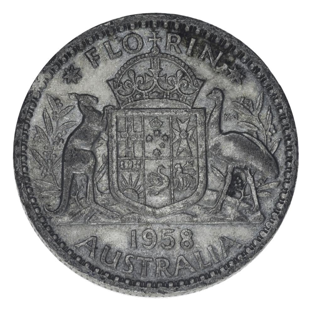 Коллекционная монета Австралия 1 флорин 1958 Серебро F-VF (М23804)
