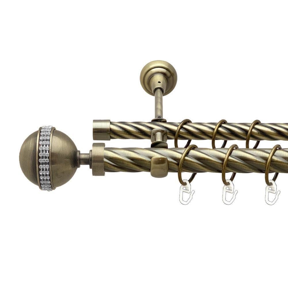 Карниз для штор Orvit Авея двухрядный скрученный 25/19 мм 160 см Антик (00-00018324)