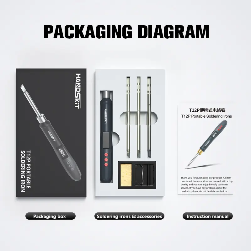 Паяльник HandsKit T12P міні 72W 200-450 ° C з блоком живлення 220V (2430405588) - фото 3 Паяльник HandsKit T12P міні 72W 200-450 ° C з блоком живлення 220V (2430405588) - фото 3