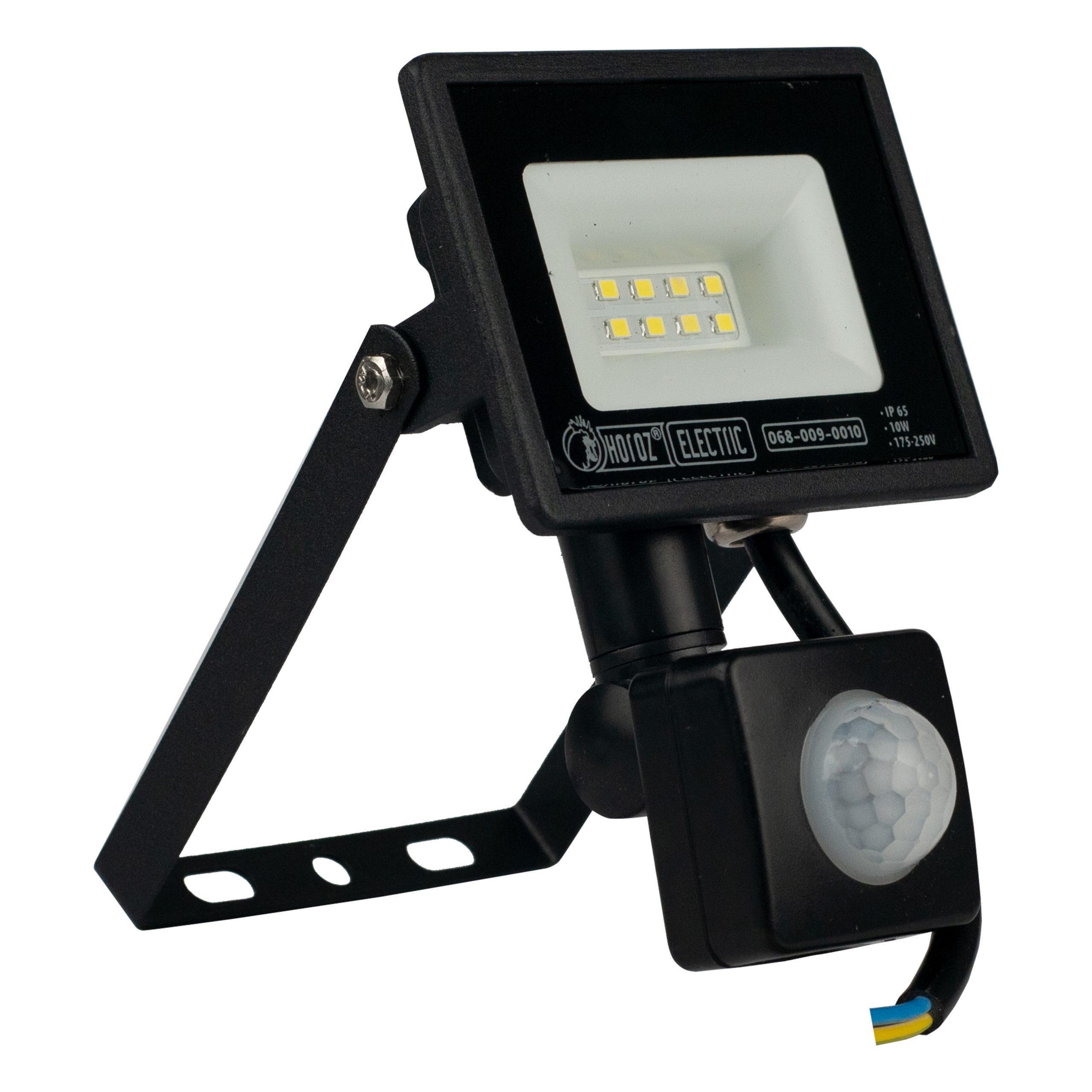 Прожектор светодиодный HOROZ ELECTRIC PARS/S-10 с датчиком движения 10W 6400K 800 Lm 220-240V IP65 Черный (068-009-0010)