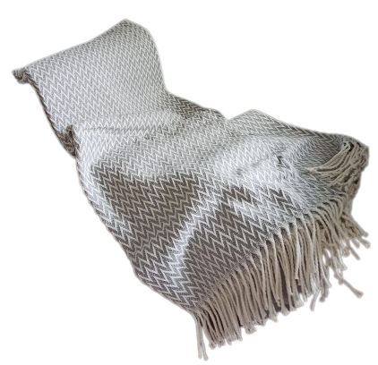 Плед зигзаг Vladi зигзаг с бахромой 140х200 см Серый