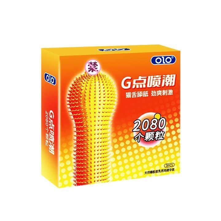 Презервативы ребристые OLO 2080 шипов со стимуляцией точки G и пролонгирующим эффектом 3 шт. (X00001109)