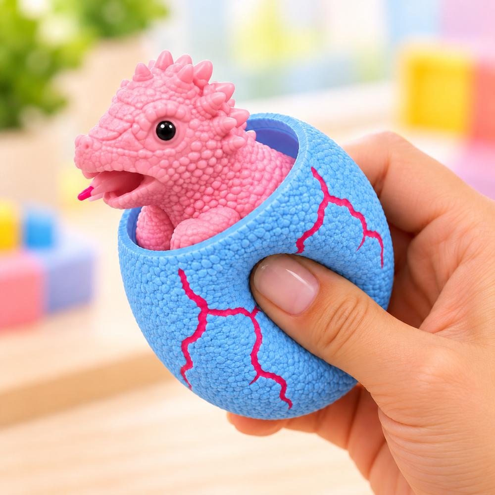 Игрушка-антистресс Сквиш Динозавр в яйце Голубой