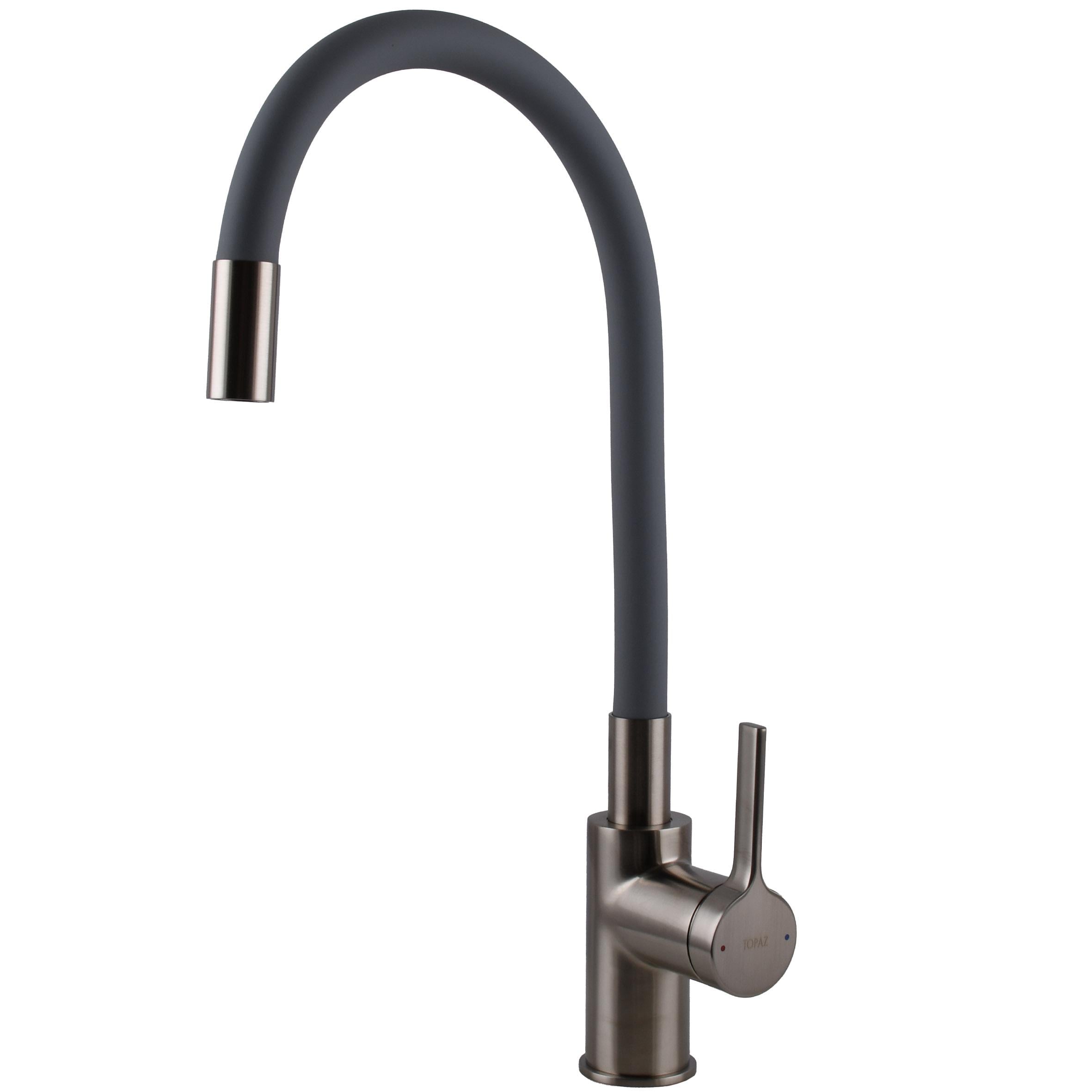 Смеситель кухонный TOPAZ MODERNO TMD-8853 PVD гофроизлив с поворотным гусям Серый (000031717)