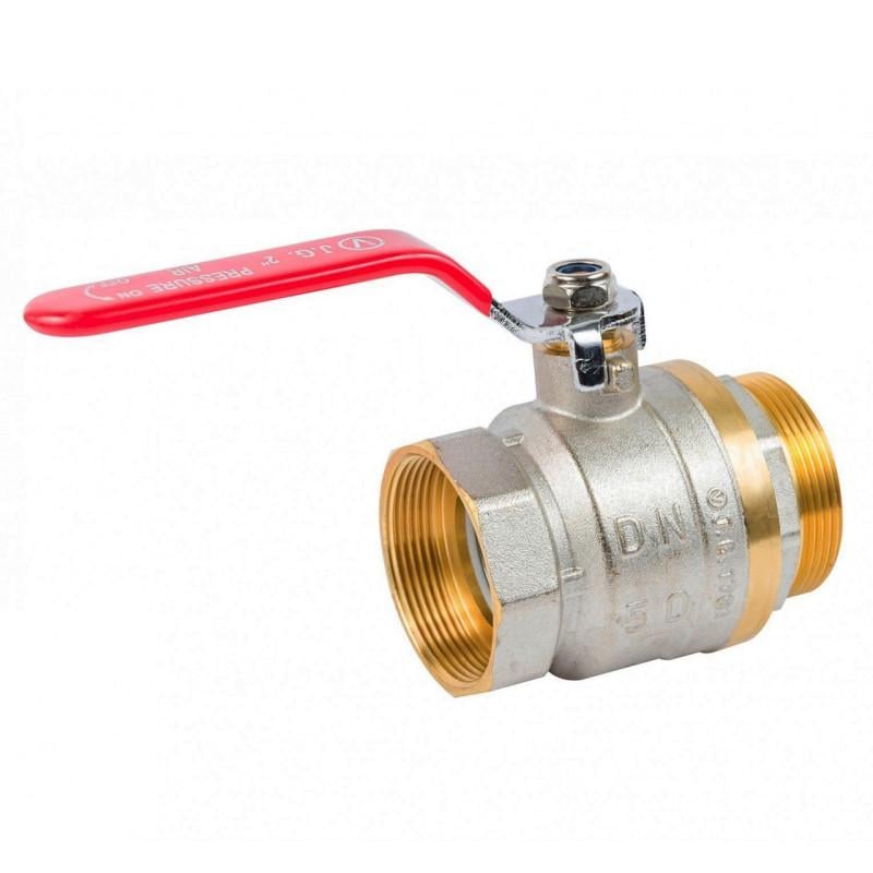 Кран кульовий Valve J.G. 2'' зовнішнє внутрішнє різьблення Червоний ручка латунь (59)