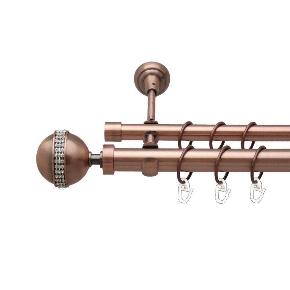 Карниз для штор Orvit Авея двухрядный гладкий 25/19 мм 300 см Античная медь (00-00012579)