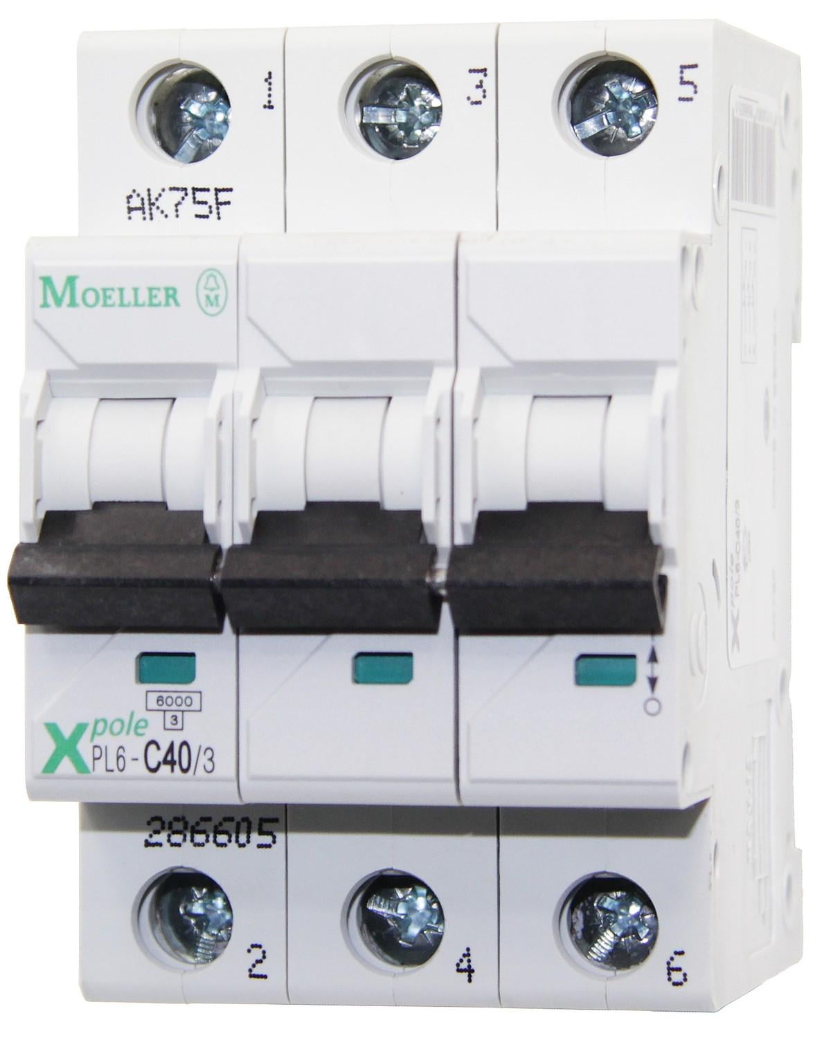 Автоматический выключатель Moeller PL6-C40/3 C 3P 40A 6 кА (286605)