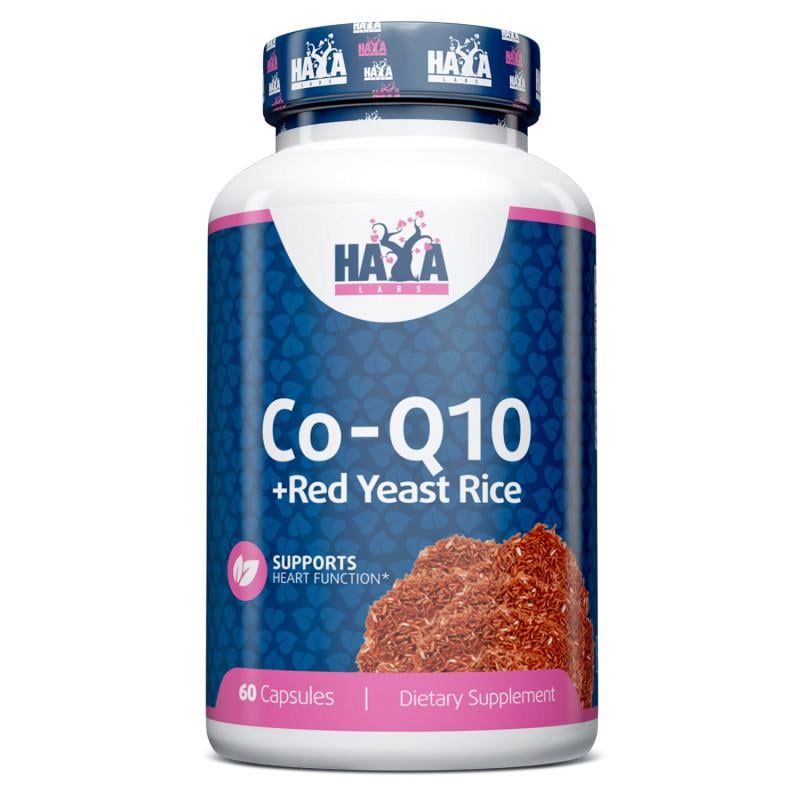 Коэнзим и красный дрожжевой рис Haya Labs Co-Q10 60 mg & Red Yeast Rice 500 mg 60 capsules