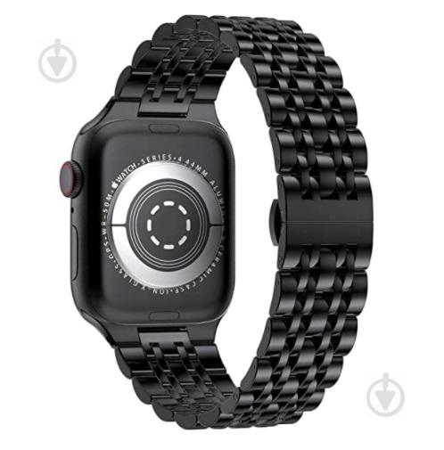 Браслет BeWatch для Apple Watch series 3 | 4 | 5 | 6 с шириной корпуса 42 | 44mm Link стальной Черный (1021401)