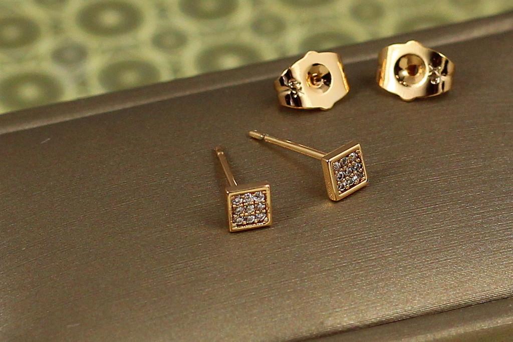 Сережки гвоздики Xuping Jewelry квадратики 4 мм Золотистий (2416655169)