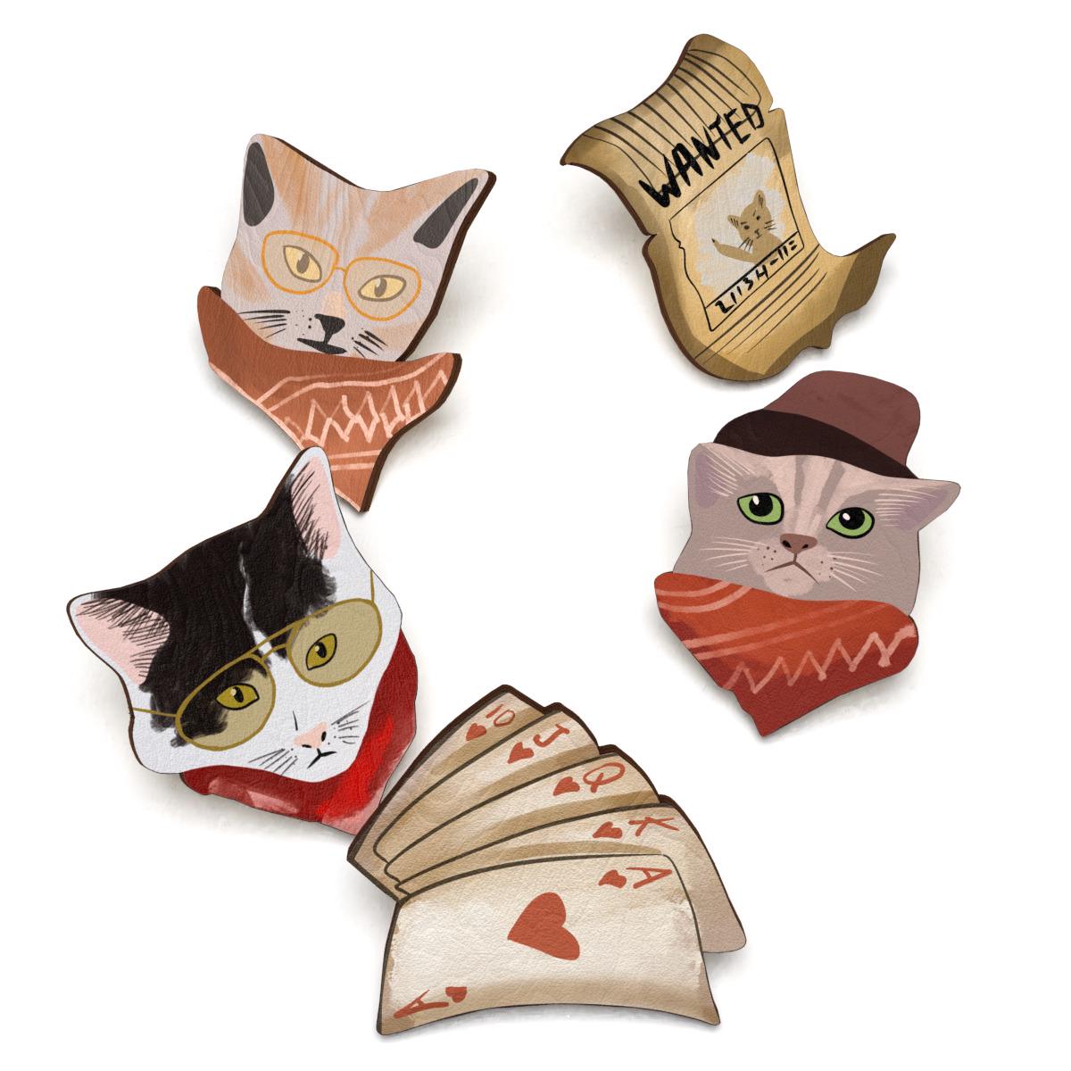 Набор значков Lex Altern Cats-Kovboy из дерева 5 шт. (2882111)