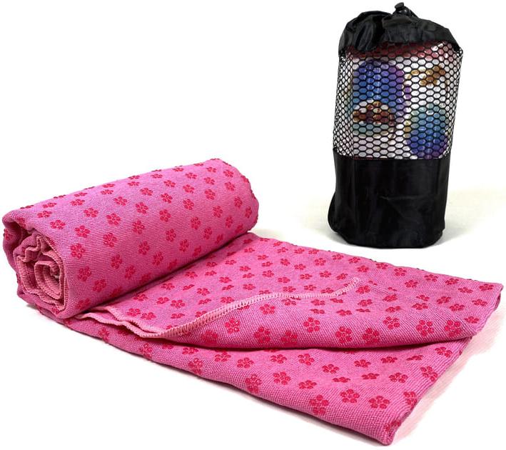 Полотенце тканевое для йоги и фитнеса OSPORT с силиконовыми вкраплениями Розовый (MS 2857-1)