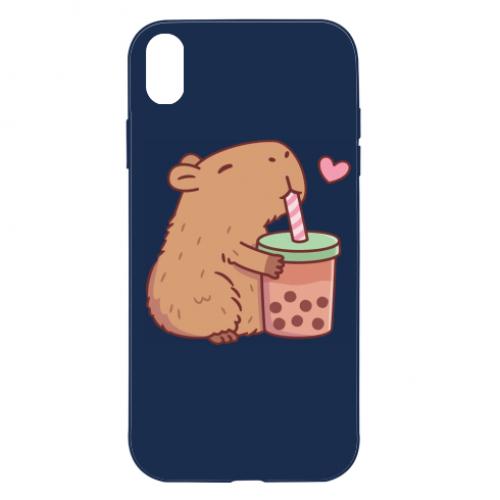 Чехол для iPhone XR Boba tea capybara
