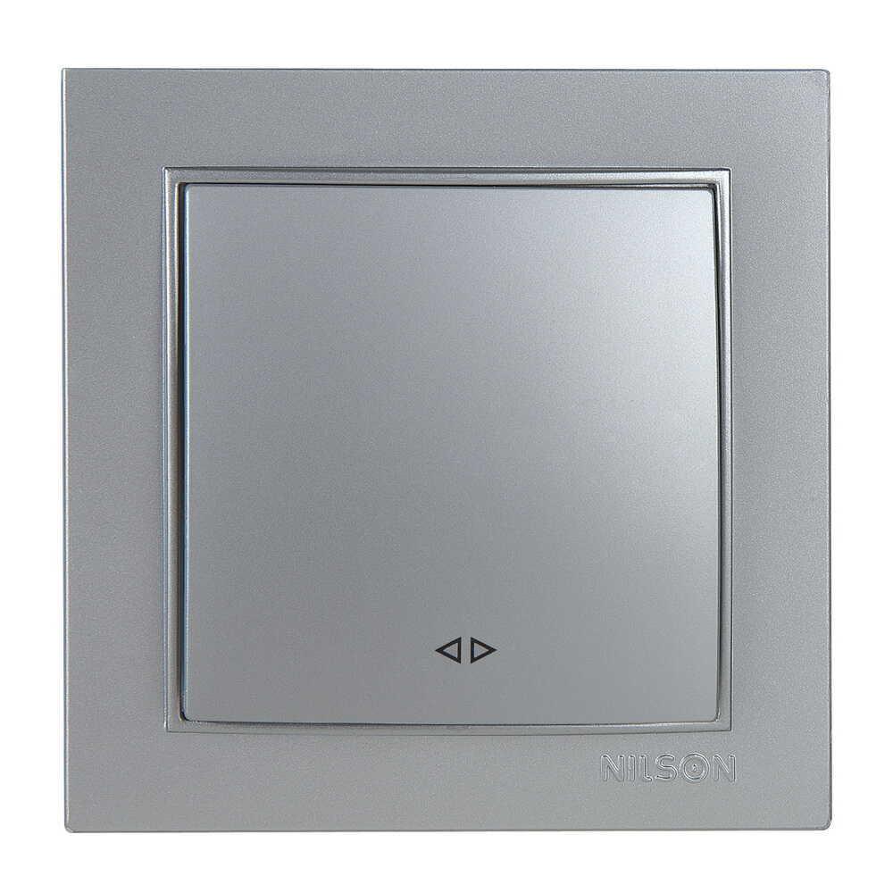 Вимикач одноклавішний Nilson Thor проміжний Срібний (27131010)