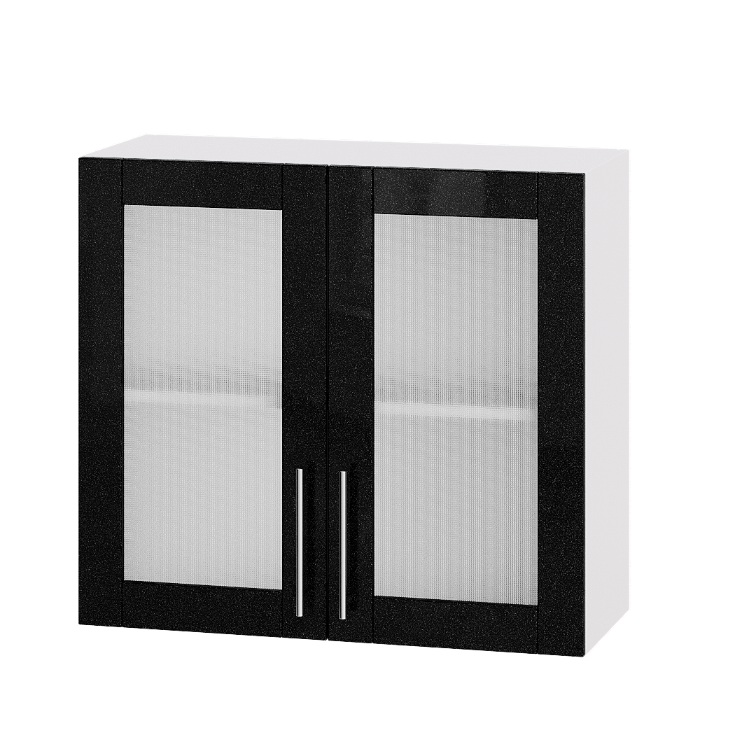 Шафа верхня Еверест Модерн модуль Верх вітрина ВВ10-800 80х30х72 см Чорний металік глянець/Білий (02617)