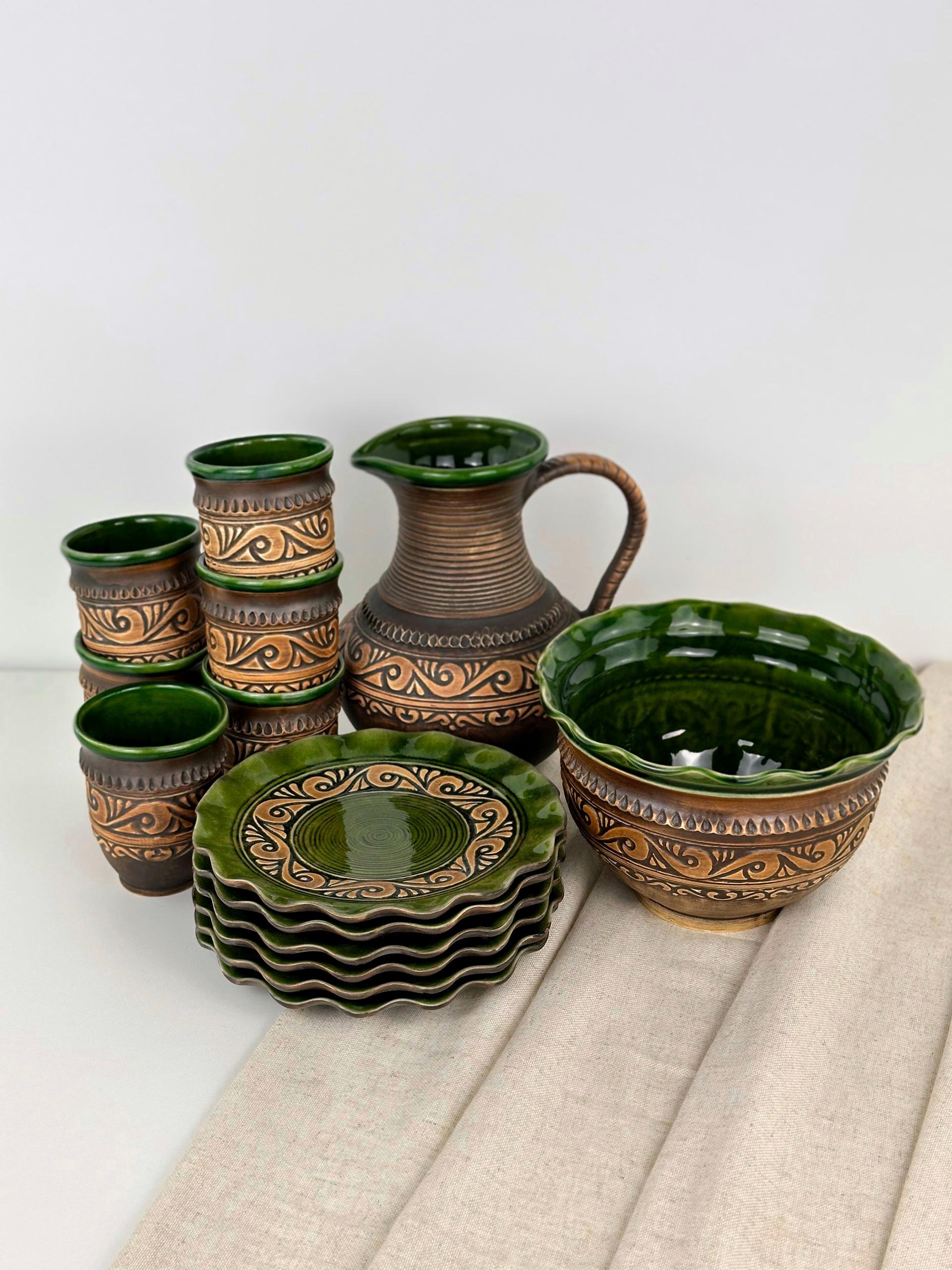 Набор глиняной посуды Рождественский Святой ужин на 6 человек Гражда Коричневый (17019-40)