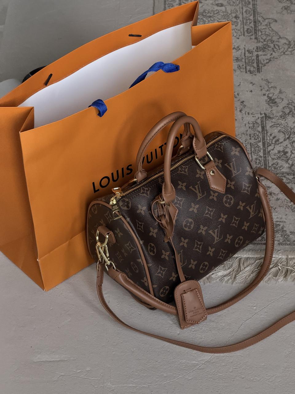 Сумка женская Louis Vuitton Speedy 25 бочонок через плечо Коричневый/Карамель (3069166619)