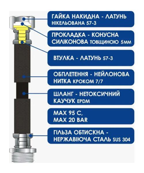 Шланг для воды AQUASTRONG Nylon 1/2" ВВ 50 см (AS11050) - фото 3 Шланг для воды AQUASTRONG Nylon 1/2" ВВ 50 см (AS11050) - фото 3