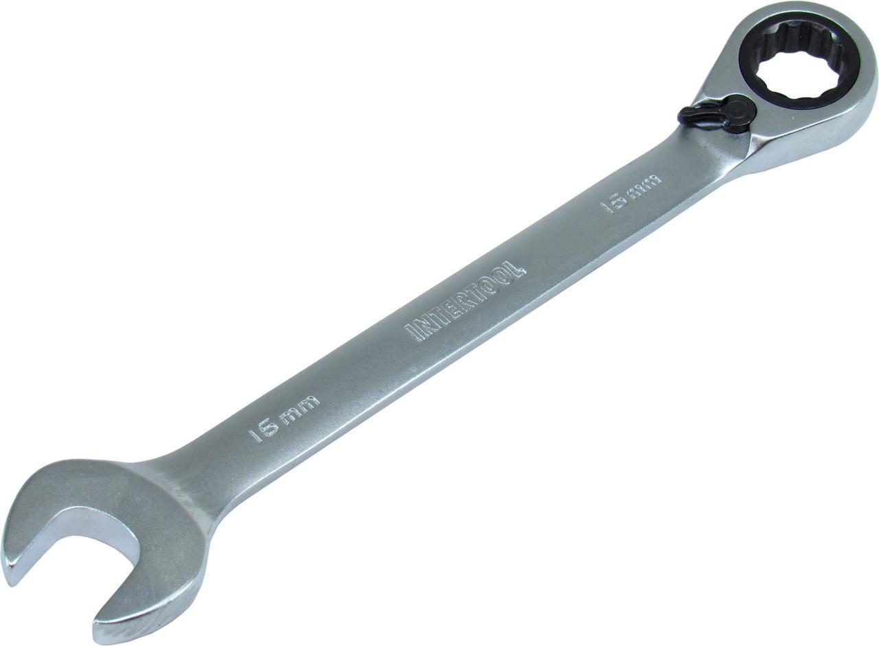 Ключ ріжково-накидний Intertool з тріскачкою 16 мм (XT-1316)