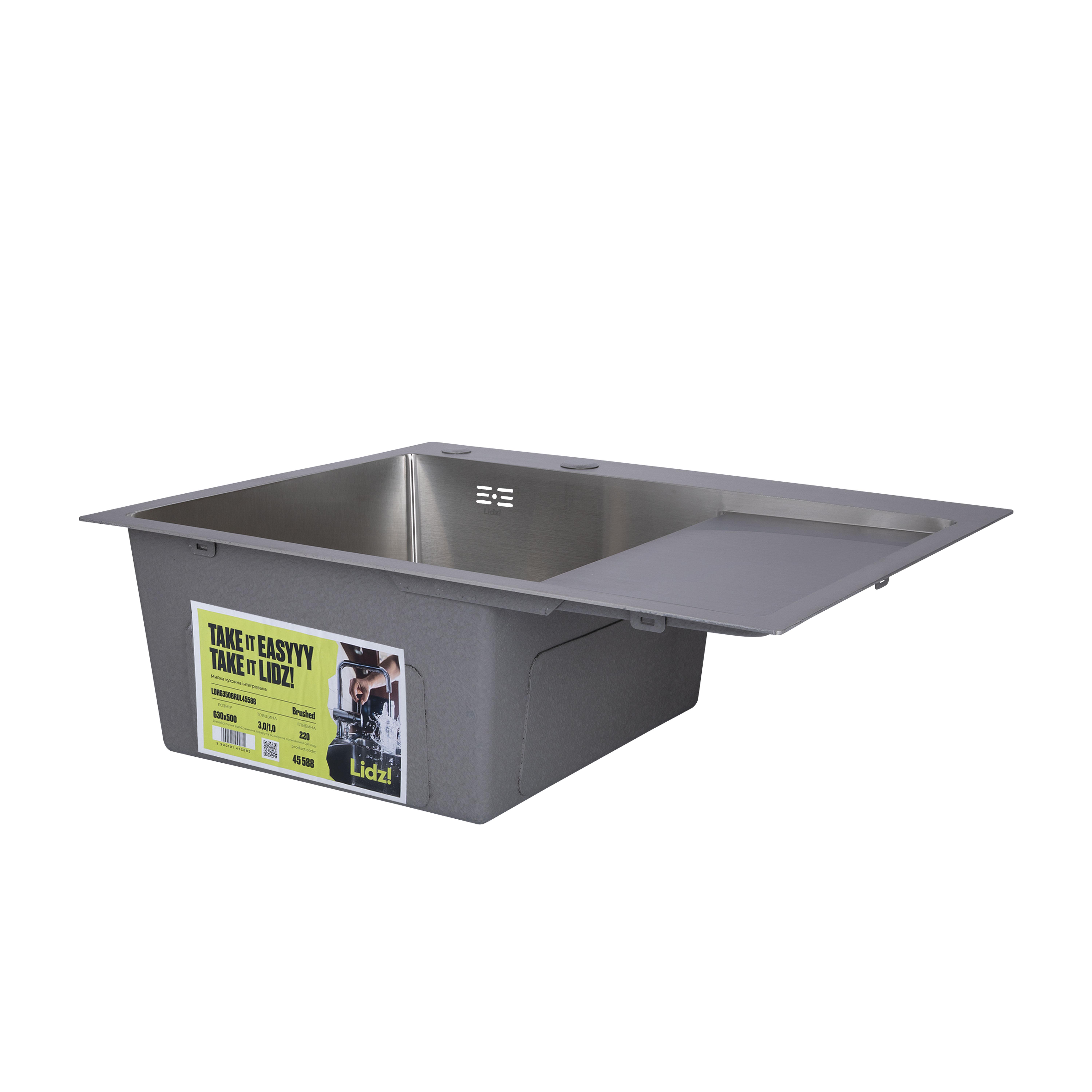 Мийка для кухні інтегрована Lidz Handmade H6350R Brushed Steel крило праворуч з дозатором 3/1 мм (31022575) - фото 2