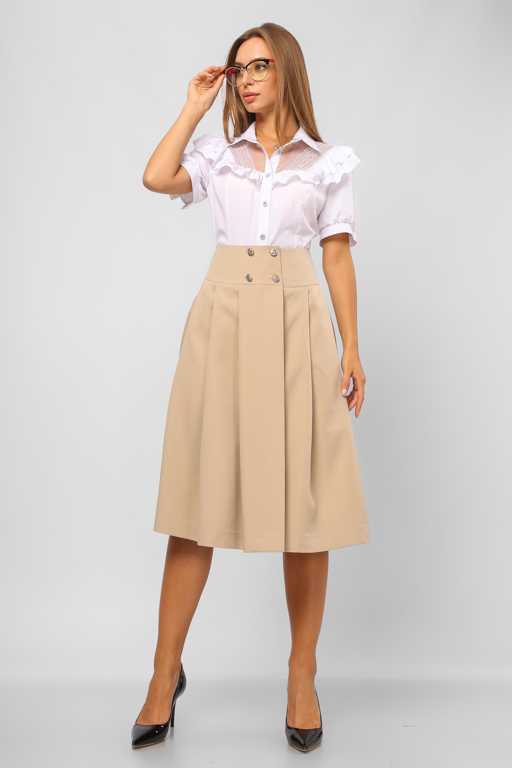 Спідниця Lipar Батал 0023 Б півсонце на кокетці р. 54 Бежевий (16954484) - фото 6 Спідниця Lipar Батал 0023 Б півсонце на кокетці р. 54 Бежевий (16954484) - фото 6