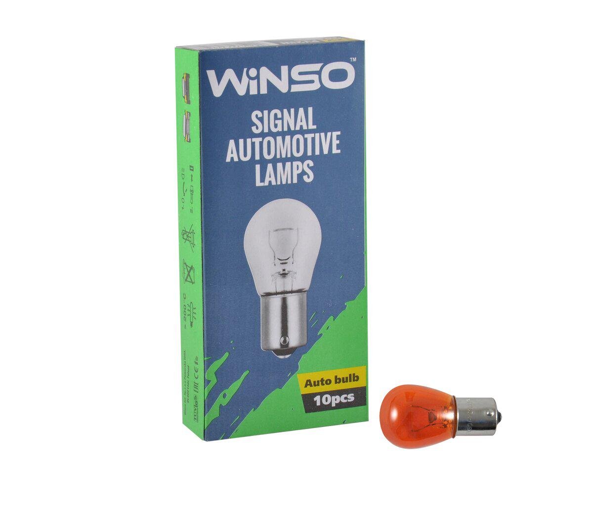 Автомобільні лампи розжарювання Winso 12V PY21W 21W BAU15s Amber 10 шт. (6010-6af4c)