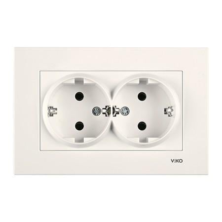 Розетка подвійна із заземленням VIKO Karre Кремовий (90960156) Розетка подвійна із заземленням VIKO Karre Кремовий (90960156)