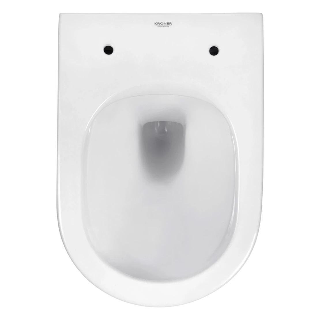 Унітаз підвісний Kroner Armada WHI513636 Rimless безобідковий з сидінням Slim Duroplast 340х360 мм Білий (KA513636WHIR) - фото 4