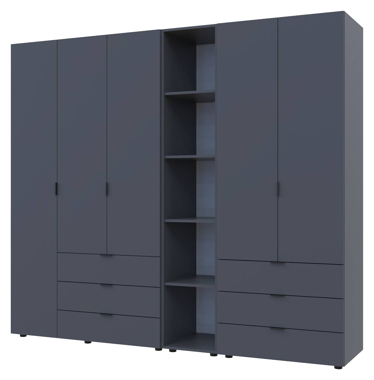 Комплект шкафов для спальни Doros Гелар с этажеркой 2 + 3 ДСП 231,9х49,5х203,4 см Графит (42005057)