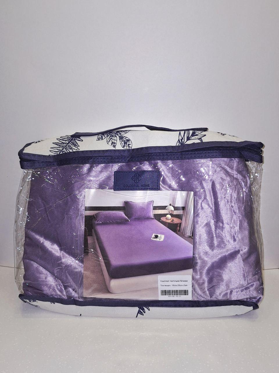 Простыня на резинке Colorful Home велюровая 160x200x25 см Сиреневый (1627) - фото 5 Простыня на резинке Colorful Home велюровая 160x200x25 см Сиреневый (1627) - фото 5