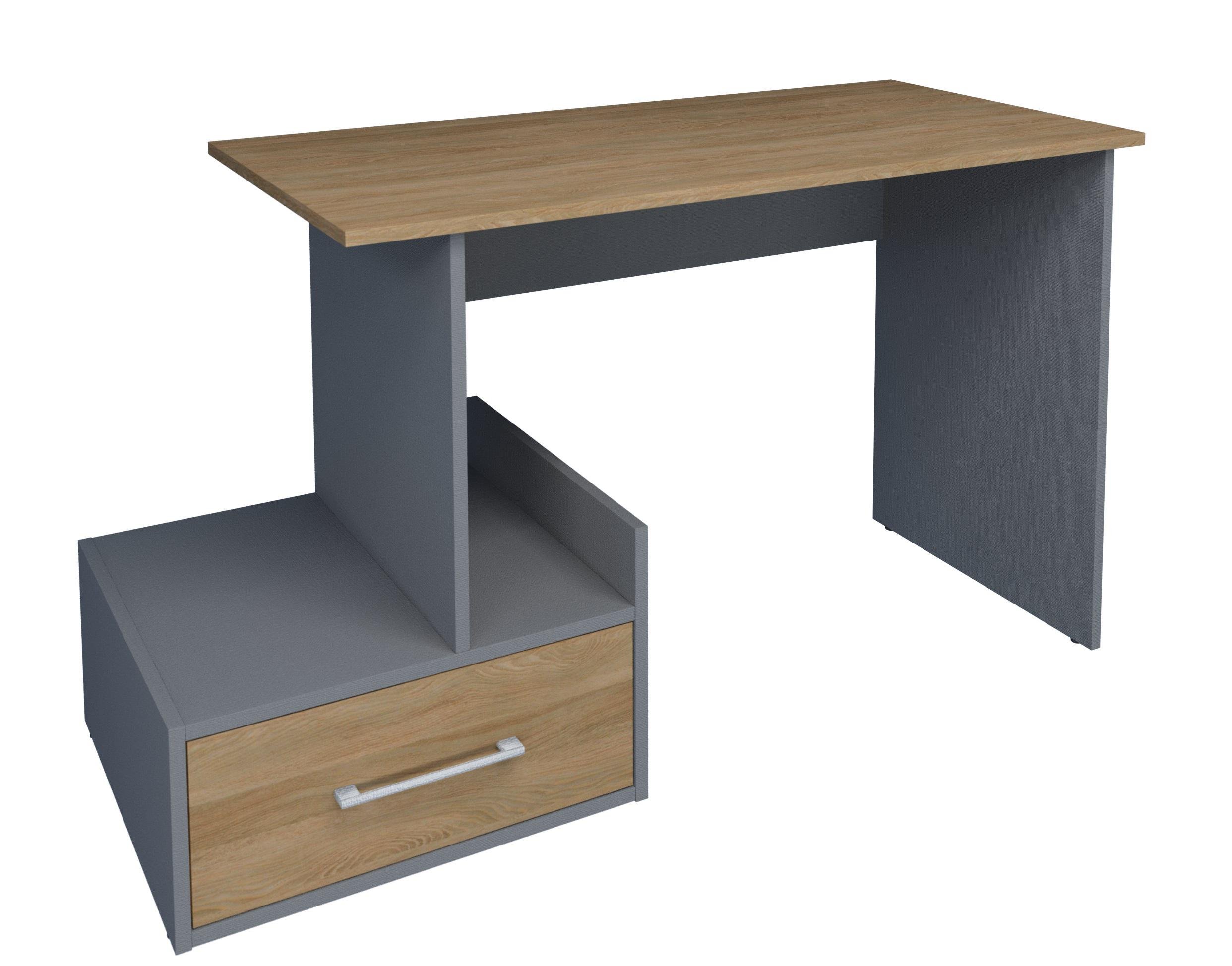 Компьютерный стол Intarsio Mini Maris левый Серый униколор/Дуб золотой