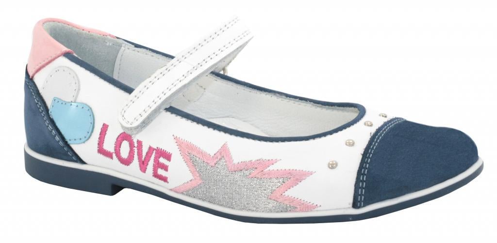 Туфлі Topitop для дівчаток 2542 шкіра/нубук р. 26 Біло-синій