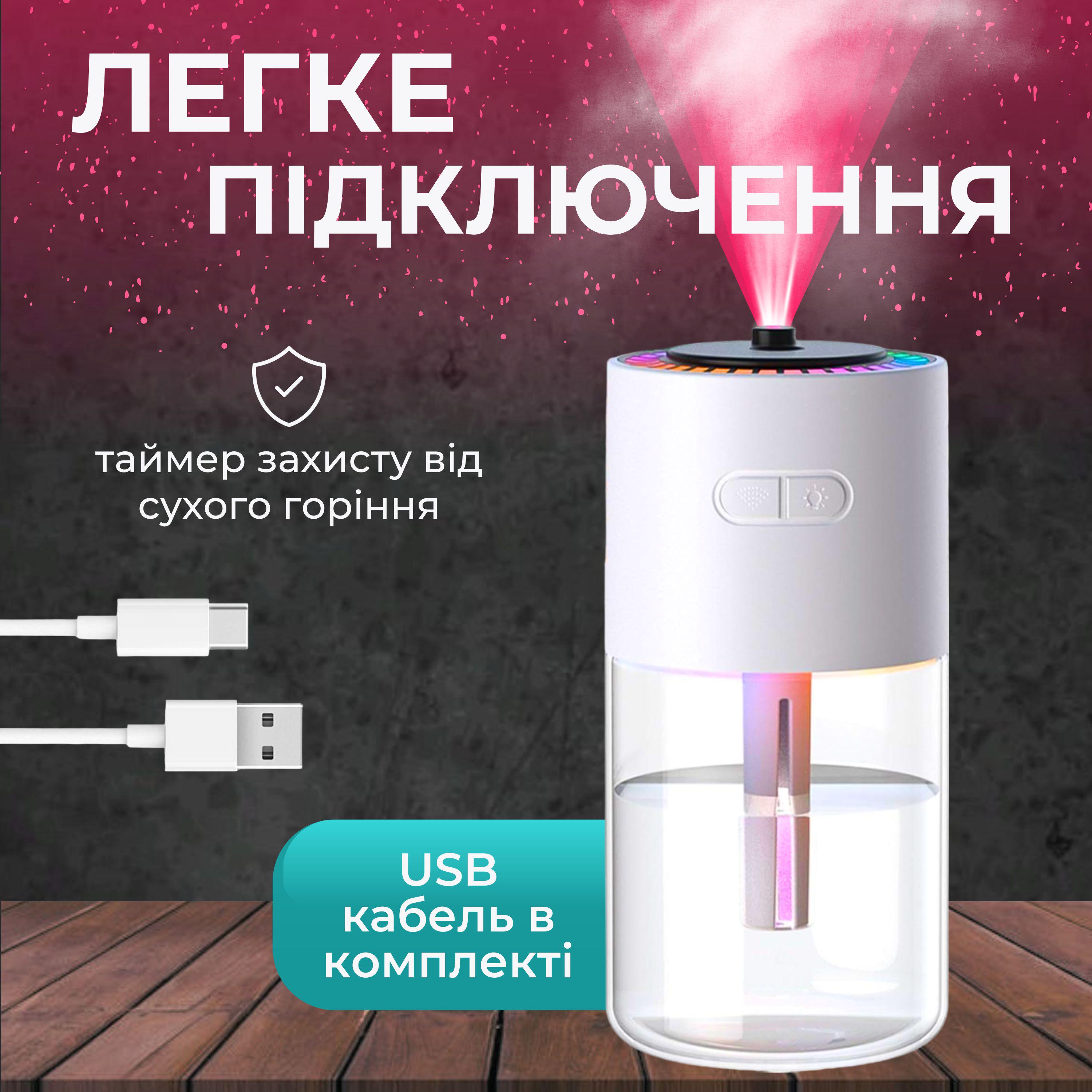 Зволожувач повітря ультразвуковий нічник/аромадифузор настільний 7 кольорів Білий (29544748) - фото 7 Зволожувач повітря ультразвуковий нічник/аромадифузор настільний 7 кольорів Білий (29544748) - фото 7