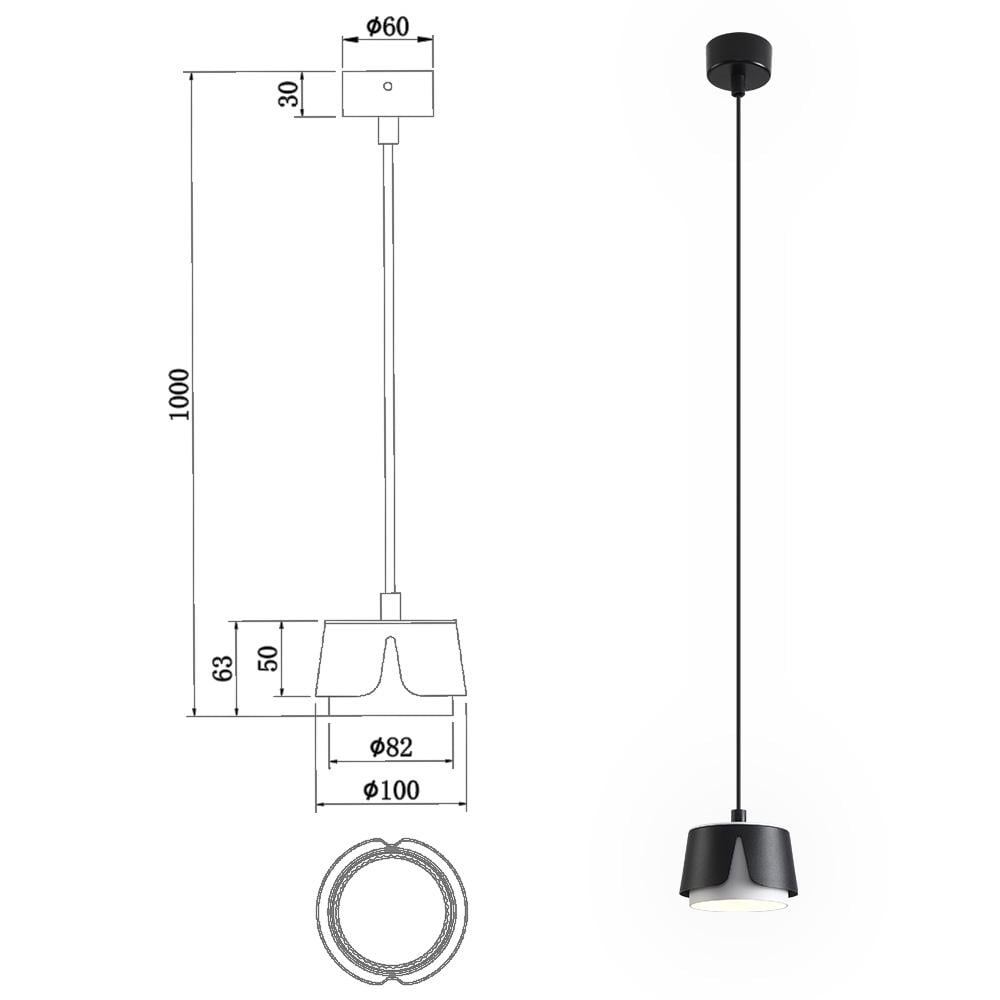 Світильник підвісний ESLLSE TELA R GX53 100x1000 мм Чорно-білий (10526) - фото 3 Світильник підвісний ESLLSE TELA R GX53 100x1000 мм Чорно-білий (10526) - фото 3