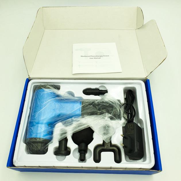 Массажный ударный пистолет Fascial Gun HL-320 для тела 6 скоростей Синий - фото 8