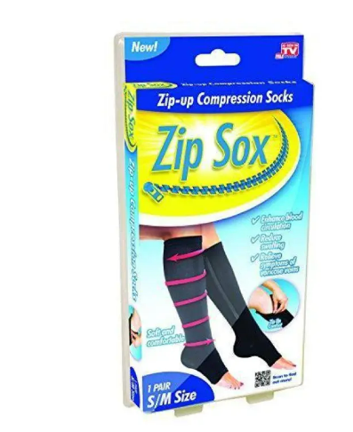 Компресійні гольфи що стягують Zip Sox від варикозу на блискавц тілесні S/M Чорний - фото 5