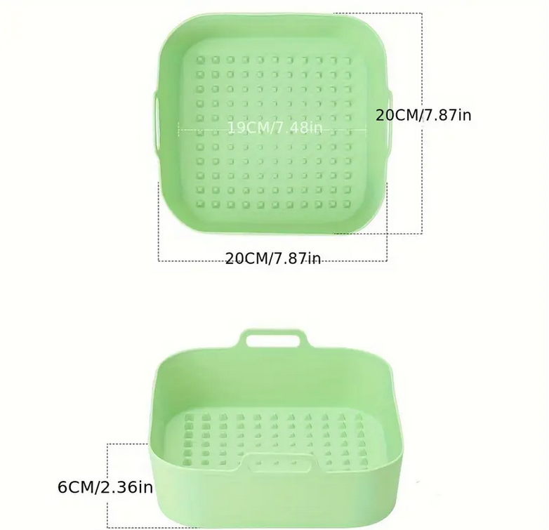 Форма квадратная силиконовая для аэрогриля мультипечи и фритюрницы Салатовый (RU-5877) - фото 2