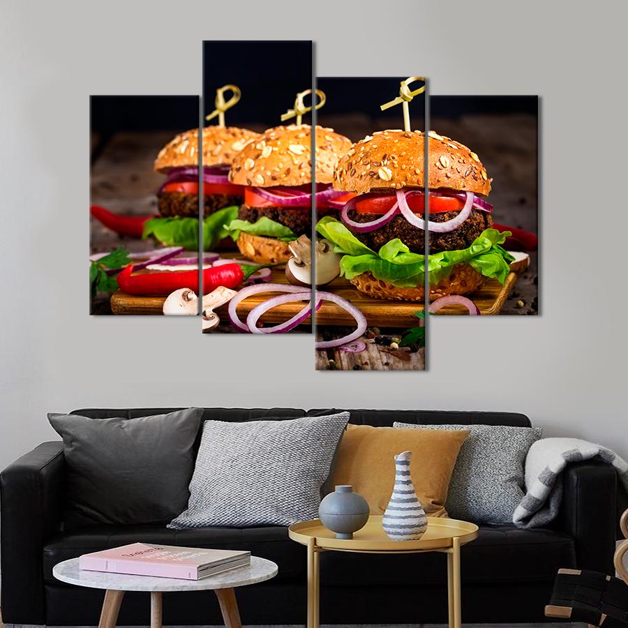 Настенний декор Три сочные гамбургеры 129x90 см (A303-4)