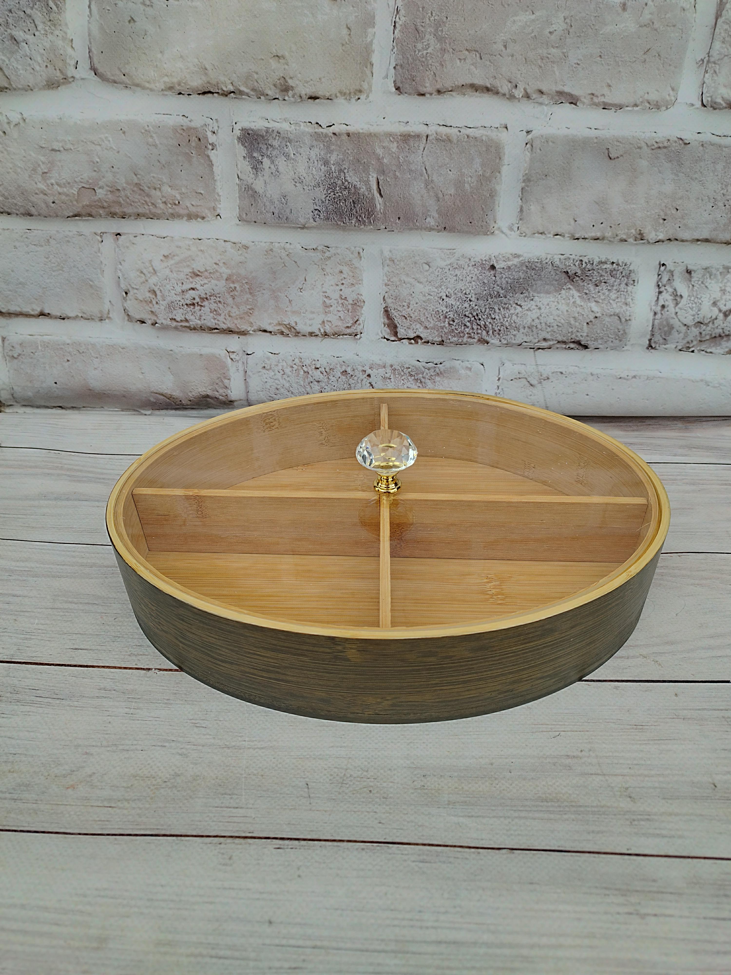 Менажница бамбуковая YIWU с овальной крышкой Бежевый (HB-40-8)