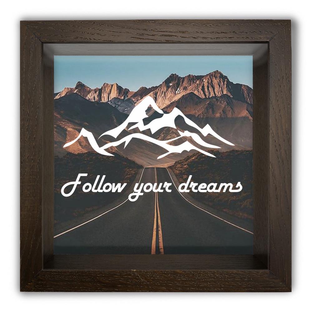 Копилка Follow your dreams деревянная 20x20x6,5 см Коричневый (хркп0003ка)
