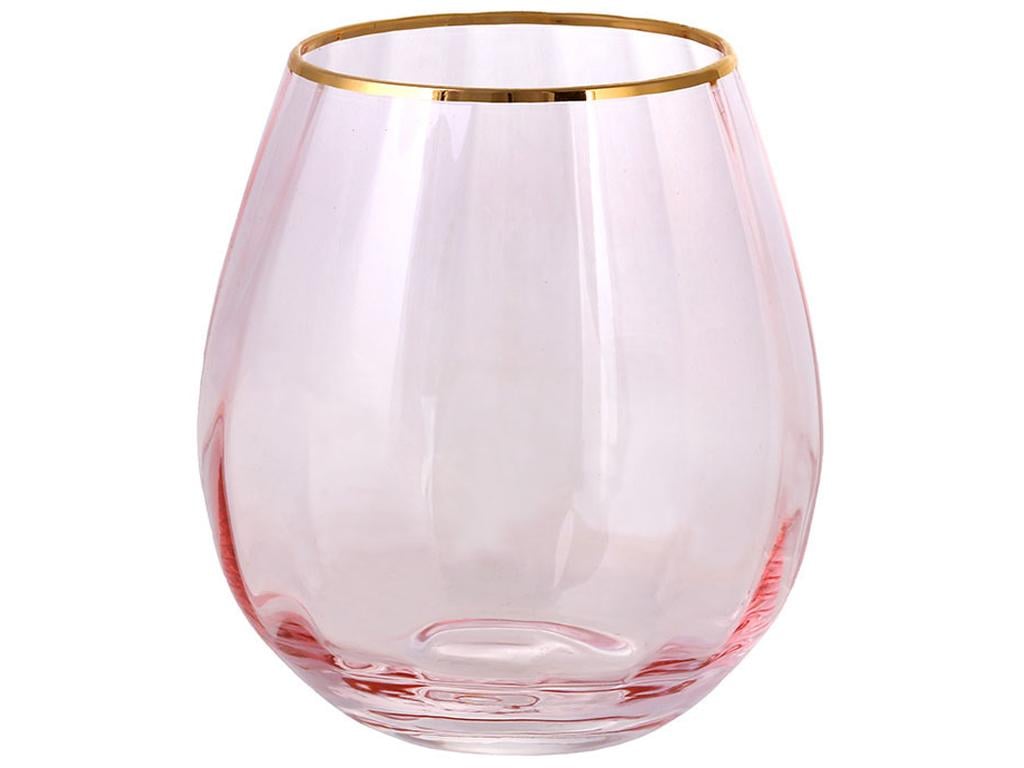 Стакан стеклянный с золотым кантом 400 мл Розовый (BDI-992-245) - фото 1