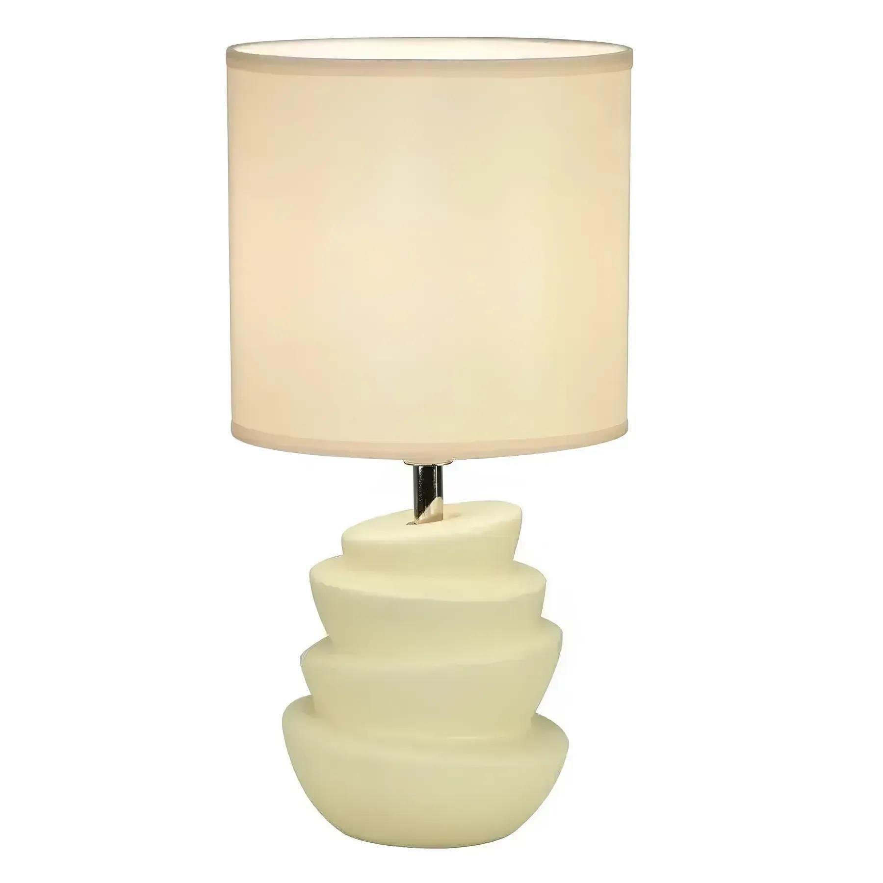 Настільна лампа Valeso з текстильним абажуром одинарна Е14 IP20 AT23108 Молочний (28688742)