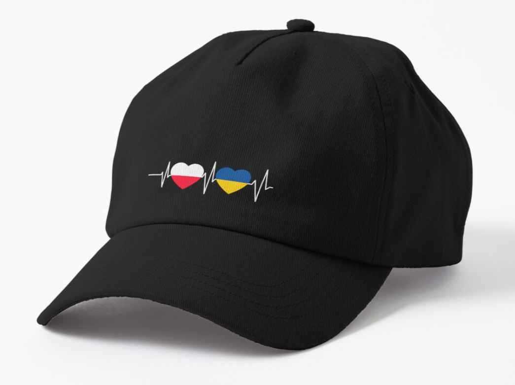 Кепка унисекс Malfini с патриотическим принтом Poland Ukraine Черный (УКР333К-1)