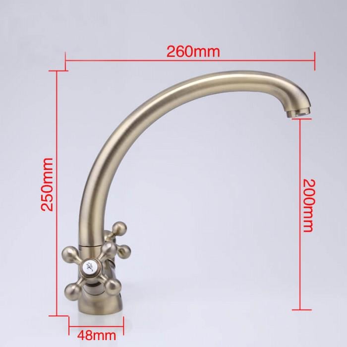 Змішувач для кухні Frap F4219-4 1036116 двовентильний Бронзовий (102608) - фото 2