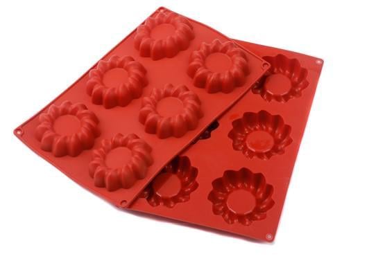 Форма силиконовая One Chef для выпечки Профи Песочное печенье d 8 см h 2,2 см на 6 ячеек Красный