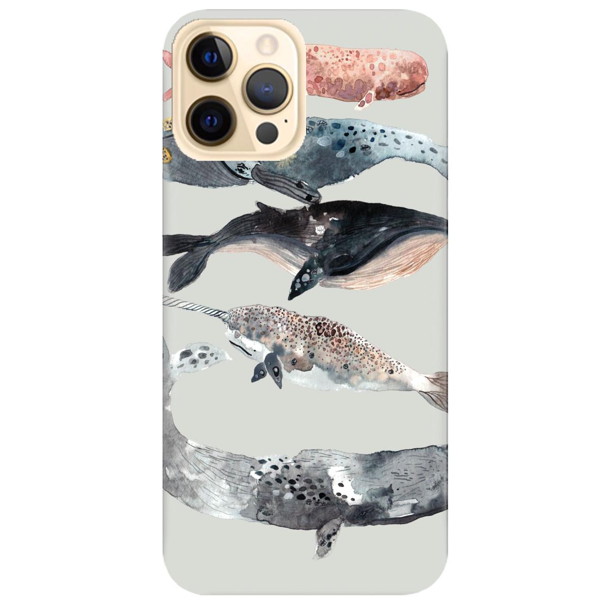 Силиконовый чехол Zorrov для Apple iPhone 12 Pro - Whales white (14080080226108927)