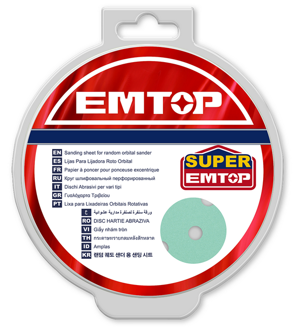 Набор шлифовальной бумаги для эксцентриковой шлифовальной машины EMTOP ESPR125050 50 шт.